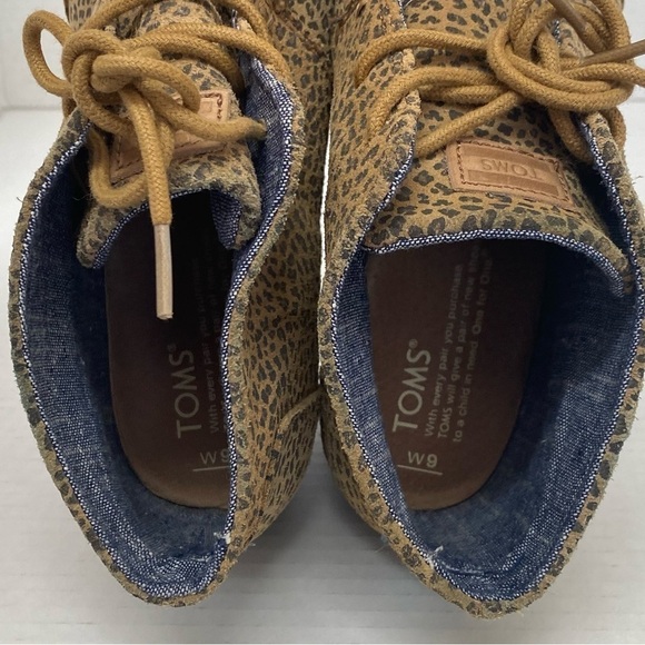 Toms Womens Size 9 Suede Desert Wedge Heeled Bootie Cheetah Print - Picture 8 of 10